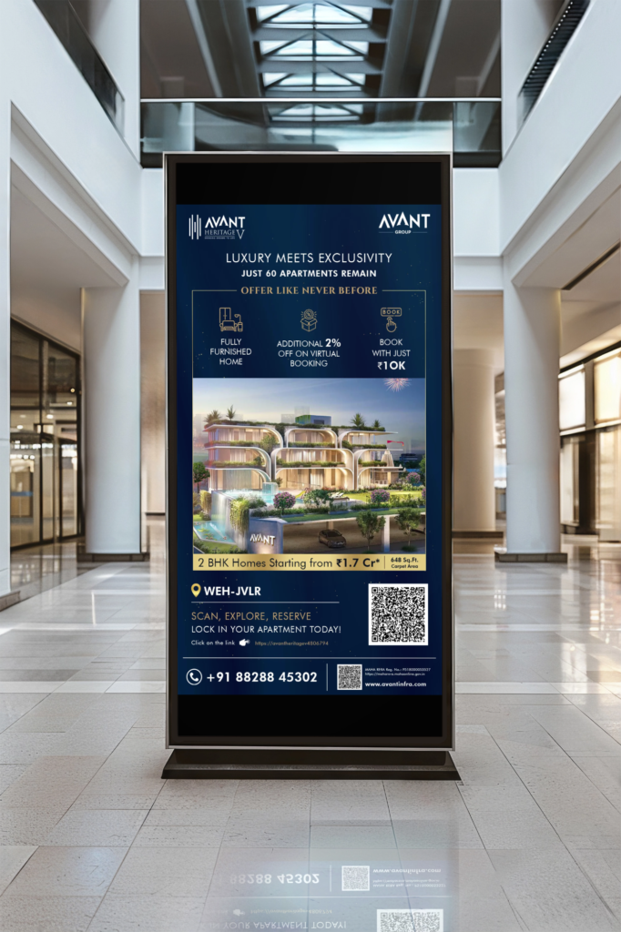 Vertical banner mockup in building interior